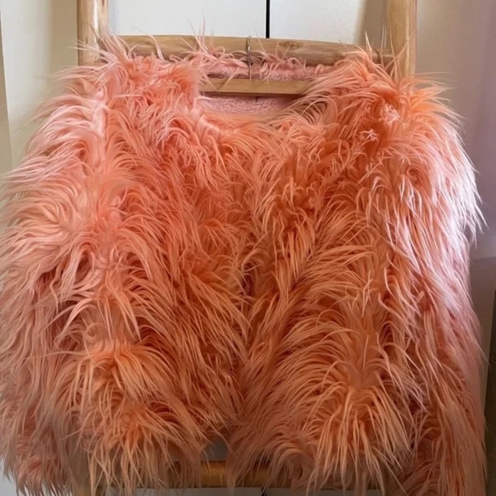 Missguided Pink Faux Fur Jacket, Size 10